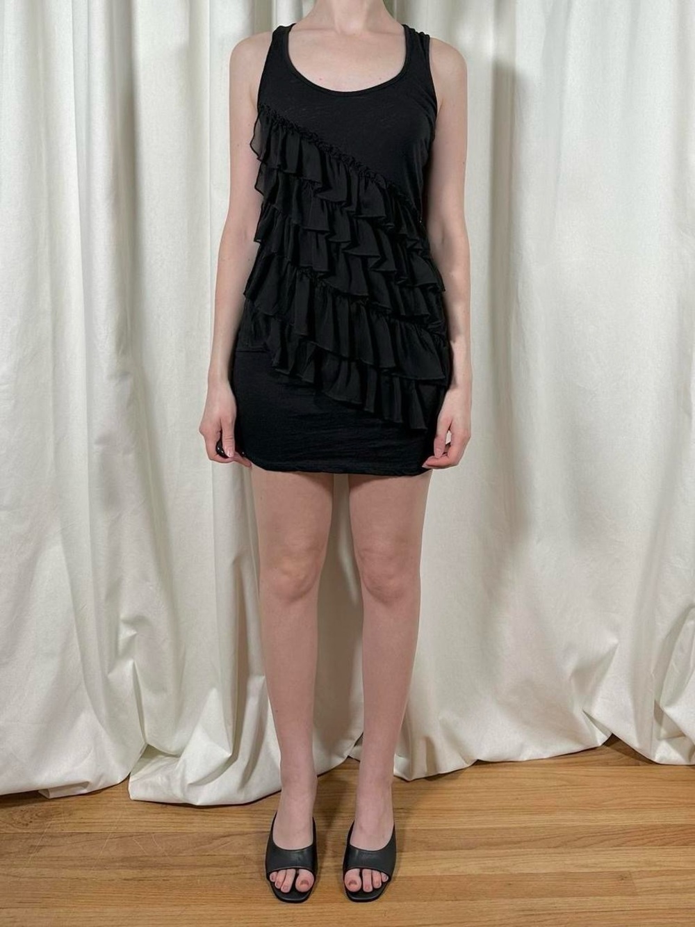 Black Ruffle Racerback Dress - Picture 2 of 8